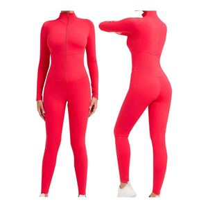 Quick Dry Running Jumpsuit Zipper Front Fitness <b>Romper</b> Long Sleeve - Product Image 6