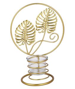Golden Monstera Leaf <b>Tea</b> Light Holder Brass Candle <b>Stand</b> Home Decoration Heat Resistant Metal Lantern - Product Image 2