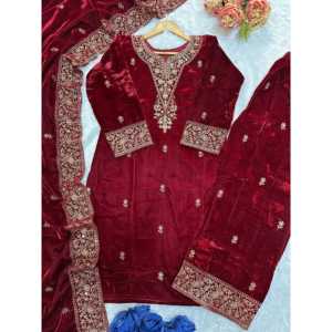 Conjunto de traje bordado elegante para mujer-Hermosa parte superior inferior y Dupatta - Product Image 4