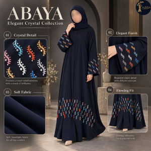 Vestido Abaya con Adornos de Cristal para Damas, con Mangas Fluidas, Textil Suave, Túnica Islámica Modesta |   Ropa Elegante para Ocasiones Musulmanas - Product Image 5