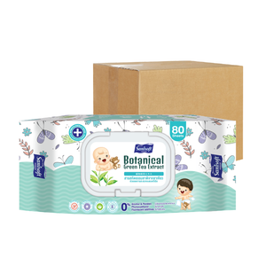 Toallitas húmedas Sanisoft OEM para bebés, 80 hojas de material spunlace, precio al por mayor, extracto de té verde botánico - Product Image 3
