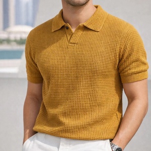 Polo de Punto Negro Premium para Hombre, Manga Corta, Color Sólido, Estilo Casual Elegante, Transpirable, Cuello Camisero, Corte Regular de BD - Product Image 5