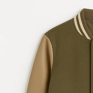 Nouvelle édition – Blouson universitaire en tissu de laine pour femme avec manches en cuir – Vente directe – Blousons universitaires boutonnés pour femme - Product Image 6