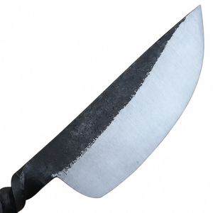 Black Twisted Handle Fixed Blade Utility Knives with Silver Curved Cutting Edge and Flat Metal End for <b>Outdoor</b> Cutting Tasks - Product Image 2