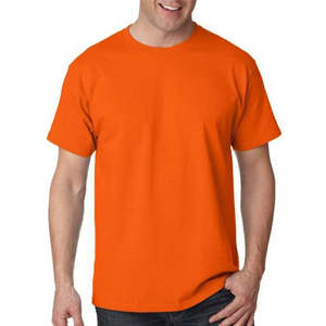 Camiseta de Cuello Redondo Color Naranja para Hombre, 100% Mezcla de Algodón, Secado Rápido, Manga Corta, Informal, Básica - Product Image 1