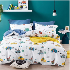 Manta de franela de microfibra respetuosa con la piel, Sábana estampada de 4 piezas de verano, funda de almohada, tejido suave, estilo americano antibacterias - Product Image 5