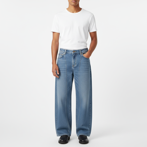 Jeans de Mezclilla Estilo Americano Vintage para Hombre y Mujer, Cintura Media, Corte Recto Holgado, Lavado Medio, Estilo Casual Otoñal, Streetwear Captens - Product Image 6