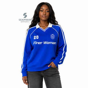 Sweat-shirt de rugby universitaire pour femmes Zeta Phi Beta, col polo, manches longues, broderie, pull décontracté, pull universitaire - Product Image 5