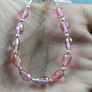 Hilo de Cuentas de Topacio Rosa Natural, Súper Elegante, con Forma de Gota Facetada, Hecho a Mano, Calidad Premium, Joyería para Regalo de Boda - Product Image 3