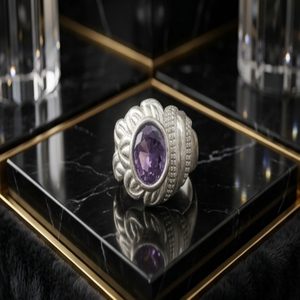 DIVYORO Bague couronne en argent pour femme avec améthyste tendance - Product Image 2