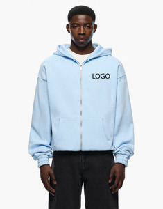 Sudaderas con Capucha Azul Claro Premium 100% Algodón para Hombre, Corte Regular, Unisex, con Logotipo Personalizado, Transpirables, de Secado Rápido, para Invierno - Product Image 1