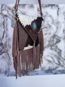 Elegante bolso de mano cruzado de piel de vaca con cabestrillo de pelo a la moda en cuero de piel de imitación monedero con flecos regalo de cuero - Product Image 3