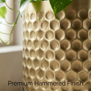 Macetero de suelo de hierro martillado de lujo con acabado dorado, maceta redonda de metal |   Decoración para el Hogar y Jardín de Estilo Rústico, Ecológica y Duradera, Venta al por Mayor - Product Image 3