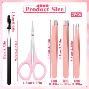 Kit de pinces à sourcils 7 pièces, kit de sourcils pour femmes et hommes, qualité professionnelle, ciseaux et pinces à sourcils avec logo personnalisé - Product Image 2
