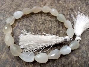 Natural White <b>Rainbow</b> Moonstone Tear <b>Drop</b> shape Briolette 8x12mm Beads Sold Per strand 8 Inches long - Product Image 3
