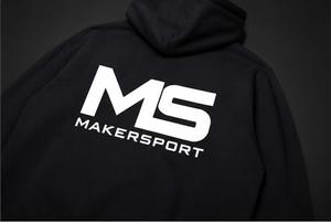 Sweat-shirt à capuche noir MS Makersport pour homme, en coton, décontracté, coupe classique, avec poche avant et logo imprimé, pour l'automne - Product Image 4