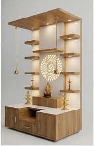 Modern Look Teak Wooden Temple Home Brown Look Modern Designer Handmade <b>Mandir</b> Customized Size Personalized Color India USA - Product Image 3