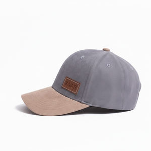 Gorra de Béisbol de Gamuza Premium con Logotipo Personalizado, Parche SAAR, Estilo Deportivo Urbano, Gris y Beige, Dos Tonos, Ajustable, Unisex - Product Image 3