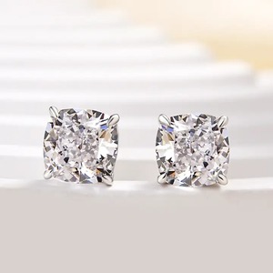 Pendientes de Plata de Ley 925 con Diseño Elegante, Corte Cojín, con Diamantes Moissanite, Joyería Fina de Diamantes para Mujer, de Proveedor Indio - Product Image 6