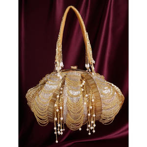 Elegante Bolso de Noche con Forma de Concha y Cuentas, Decoración de Perlas, Cierre de Solapa, Correa para el Hombro, Bolso de Mano Brillante para Fiesta - Product Image 1