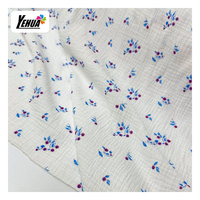 Imprimé doux motifs de petites fleurs imprimer 100% coton tissu de mousseline froissée pour bébé vêtements serviette couverture