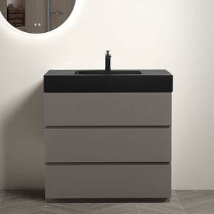 36 \ "lavabo da bagno moderno di grandi dimensioni Design Freestanding lavabo lavabo nero Pre-assemblato rubinetto di scarico Vanity - Product Image 1