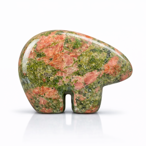 Natural Unakite Zuni Style <b>Crystal</b> Bear Hand Carved Stone Polished <b>Animal</b> Figurine for Home Decor and Gifts - Product Image 1