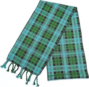 Men's Long Wool Plaid Scarf Dark Green Black Checkered Pattern Winter Daily Wear Durable - Product Image 2