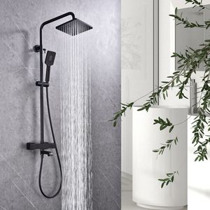 Ensemble de robinetterie de douche thermostatique carrée de 8 pouces avec douchette à main et bec de baignoire - Product Image 5