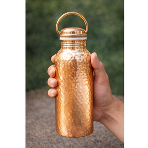 กระติกน้ำทองแดงลายดิมเพิล พร้อมฝาปิดลายตอกแบบพกพา ดีไซน์มินิมอล - Product Image 4