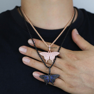 Colgante de Mariposa con Cristal de Laboratorio y Diamantes de Imitación, Plata 925, Chapado en Oro Rosa, Amuleto de Lujo Unisex para Uso Diario - Product Image 4