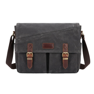 Canvas Messenger Satchel <b>Bag</b> Durable Crossbody Shoulder Handbag with Front Storage Pocket Adjustable <b>Strap</b> for Travel and Office - Product Image 1