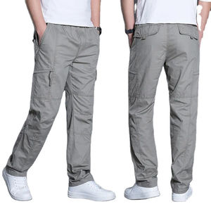 Top Selling Men's Cargo <b>Pants</b> Straight Leg Elastic Waist Multiple Pockets Lightweight Breathable Casual Wear <b>Summer</b> Style <b>Pants</b> - Product Image 1