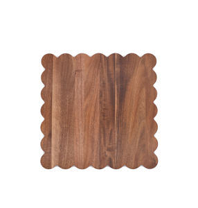 Planche à découper carrée en bois d'acacia sur mesure, grande taille, à bords festonnés, avec fonction de service pour pizza, passe au lave-vaisselle et se nettoie facilement - Product Image 5