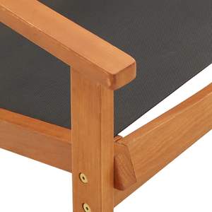 Chaise de jardin en bois d'eucalyptus massif et textilène noir, design hybride bois naturel et tissu noir - Product Image 5