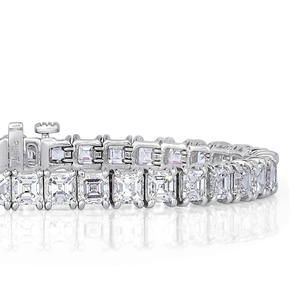 JEWELEGACY Pulsera de tenis para mujer con diamantes de laboratorio talla Asscher, regalo de aniversario, claridad VVS1, oro blanco de 10K, joyería hecha a mano - Product Image 2