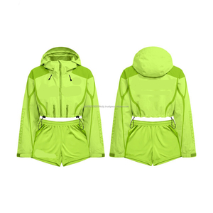 Conjunto de Sudadera Corta con Capucha y Pantalones Cortos para Hombre, Conjunto de 2 Piezas con Cremallera, Conjunto Deportivo de 2 Piezas para Mujer, Ropa con Logotipo Personalizado, Talla XS, Verano - Product Image 5