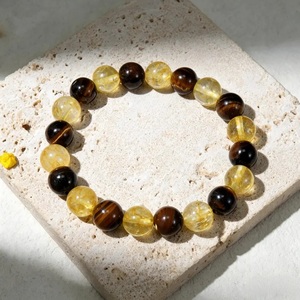 Pulsera de Citrino Natural y Ojo de Tigre de 10 mm, Pulsera de Cuentas de Cristal Curativas, Regalo Espiritual de Abundancia y Prosperidad, Venta al por Mayor - Product Image 4