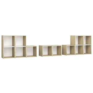 8 pezzi bianco e Sonoma rovere ingegnerizzato TV Set mobile in legno per soggiorno - Product Image 2