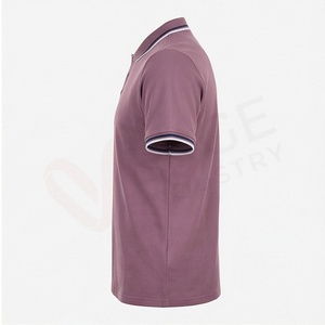 Polo piqué violet à manches courtes pour homme, décontracté, respirant, en maille unie, coupe classique - Product Image 3