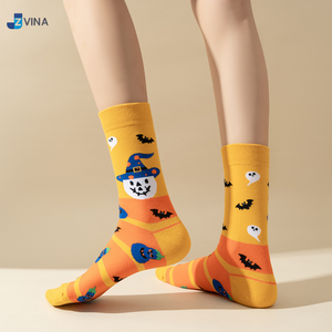 Custom Logo Halloween Crew <b>Socks</b> Men's Knitted Cotton <b>Polyester</b> Spandex Breathable Patterned <b>Socks</b> Autumn Daily Wear - Product Image 4