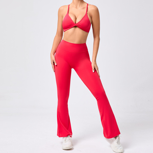 Conjunto Deportivo de Yoga para Mujer, Sin Costuras, con Logotipo Frontal, Spandex/Nylon de Secado Rápido, 2 Piezas - Product Image 4