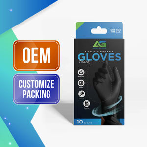 Custom Pack Black Nitrile Powder-Free Disposable Gloves Ambidextrous Beaded Cuff Multipurpose Cleaning - Product Image 1