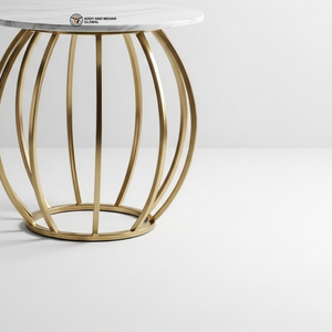 Luxury <b>Round</b> White Marble Top <b>Stool</b> with Gold Stainless Steel Base Modern Decorative Side Table Premium Metal Pedestal for Hotel - Product Image 6