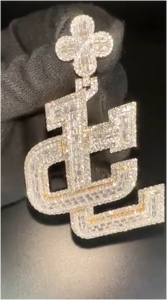 Pendentif Lettre Personnalisé Haut de Gamme en Argent 925 Style Hip Hop pour Homme, Sertie de Diamants Baguette et Moissanite VVS - Product Image 4