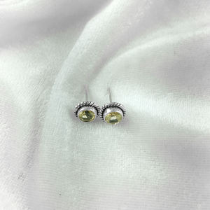 Pendientes redondos con piedras preciosas de citrino natural en plata de ley 925 – Joyería fina hecha a mano para hombres y mujeres - Product Image 3