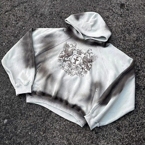 Sweat-shirt tendance pour homme, style rétro américain, avec décoration vintage, design effet teinture vieillie, 100% coton molletonné - Product Image 3