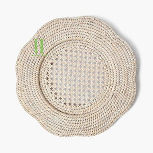 Nouveau produit : Set de table en rotin de qualité supérieure du Vietnam, prix direct usine, OEM, en forme de fleur, décoration murale bohème suspendue - Product Image 4