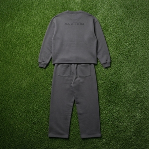 Men Solid Gray Crewneck Sweatshirt Sweatpants Set Casual Streetwear Matching Clothes <b>Oversized</b> <b>Jogger</b> Set Custom Logo - Product Image 6