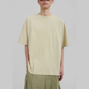 เสื้อยืดสตรีทแวร์ทรงครอป หนัก 180 กรัม ทรงบ็อกซี่ สำหรับผู้ชาย โอเวอร์ไซส์ ไหล่ตก โลโก้ด้านหน้า ผลิตตามสั่ง ผ้าฝ้าย 100% - Product Image 6